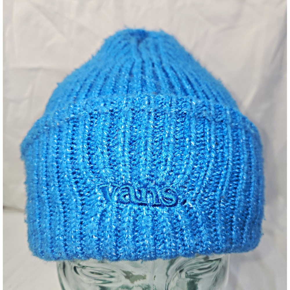 VANS Blue Solid Ribbed Knit Cuffed Beanie Hat Unisex Adults One Size EUC